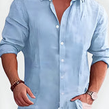 Men's Button Front Long Sleeve Shirt - Casual Summer Wear