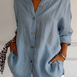 Women's Textured Long Sleeve Shirt - Casual Daily Wear