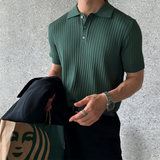 Men's Ribbed Knit Polo Shirt - Business Casual