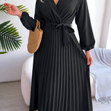 Women's Pleated Maxi Dress - Casual Elegant Dress