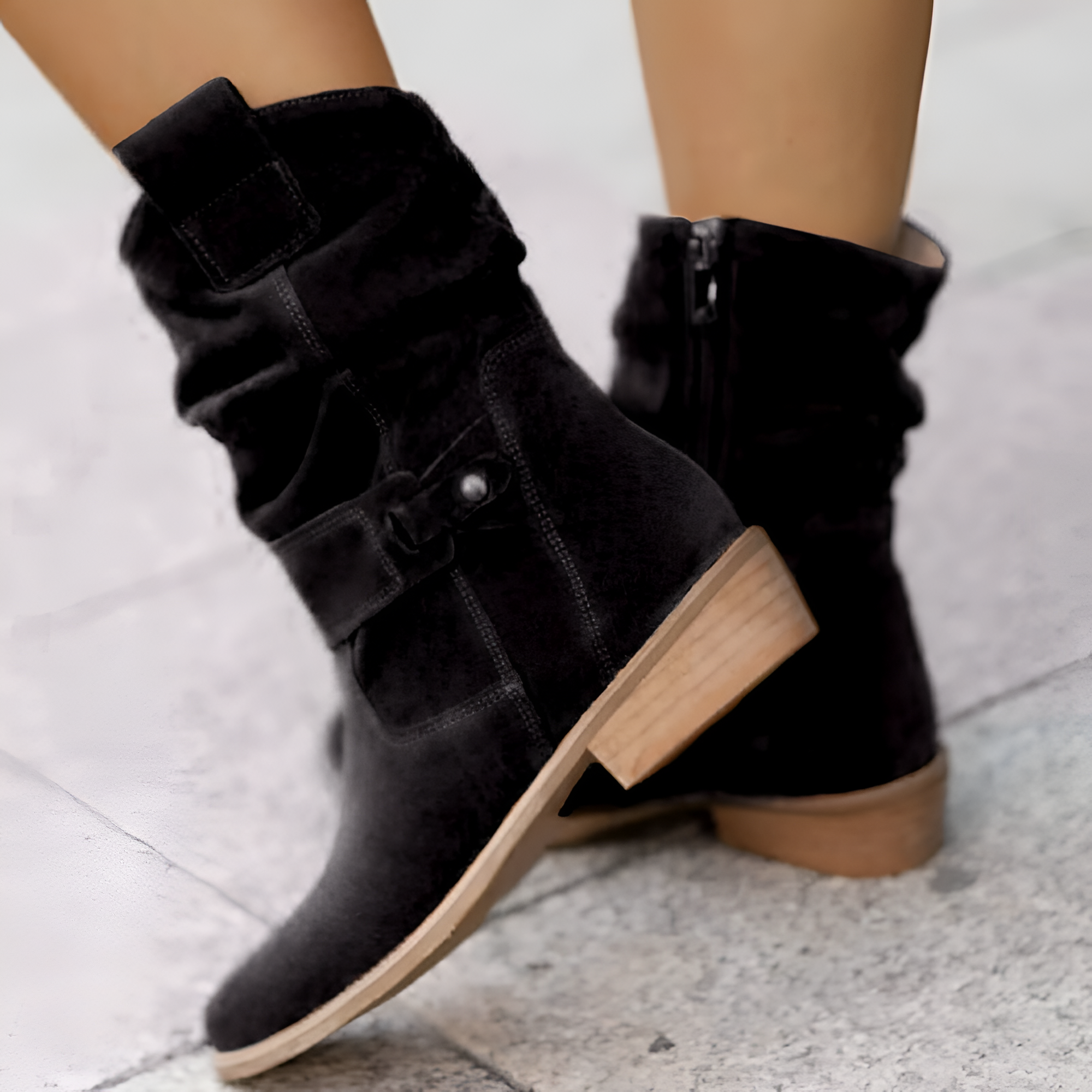 Women's Slouchy Mid-Calf Boots - Casual Everyday Wear