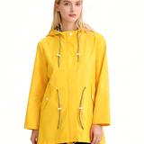 Women's Hooded Striped Lining Raincoat - Outdoor Casual Wear