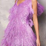 Women’s Fringe Feathers Cocktail Dress - Evening Party Wear