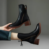 Women's Side Zip Block Heel Ankle Boots - Casual Wear