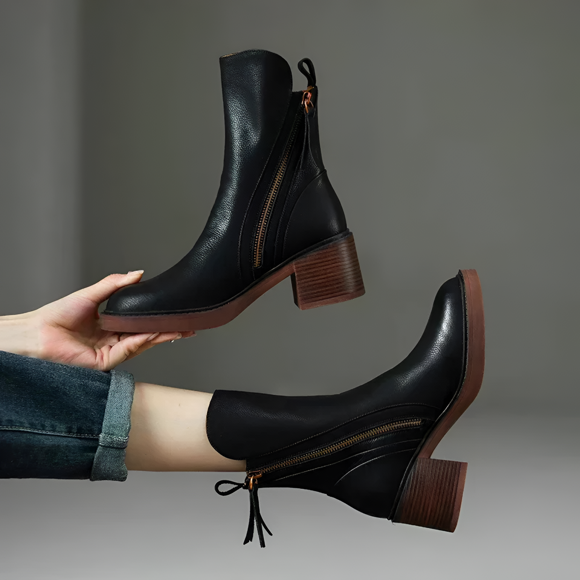Women's Side Zip Block Heel Ankle Boots - Casual Wear