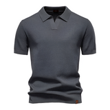 Men's Waffle Knit Notch Neck Polo Shirt - Casual Business
