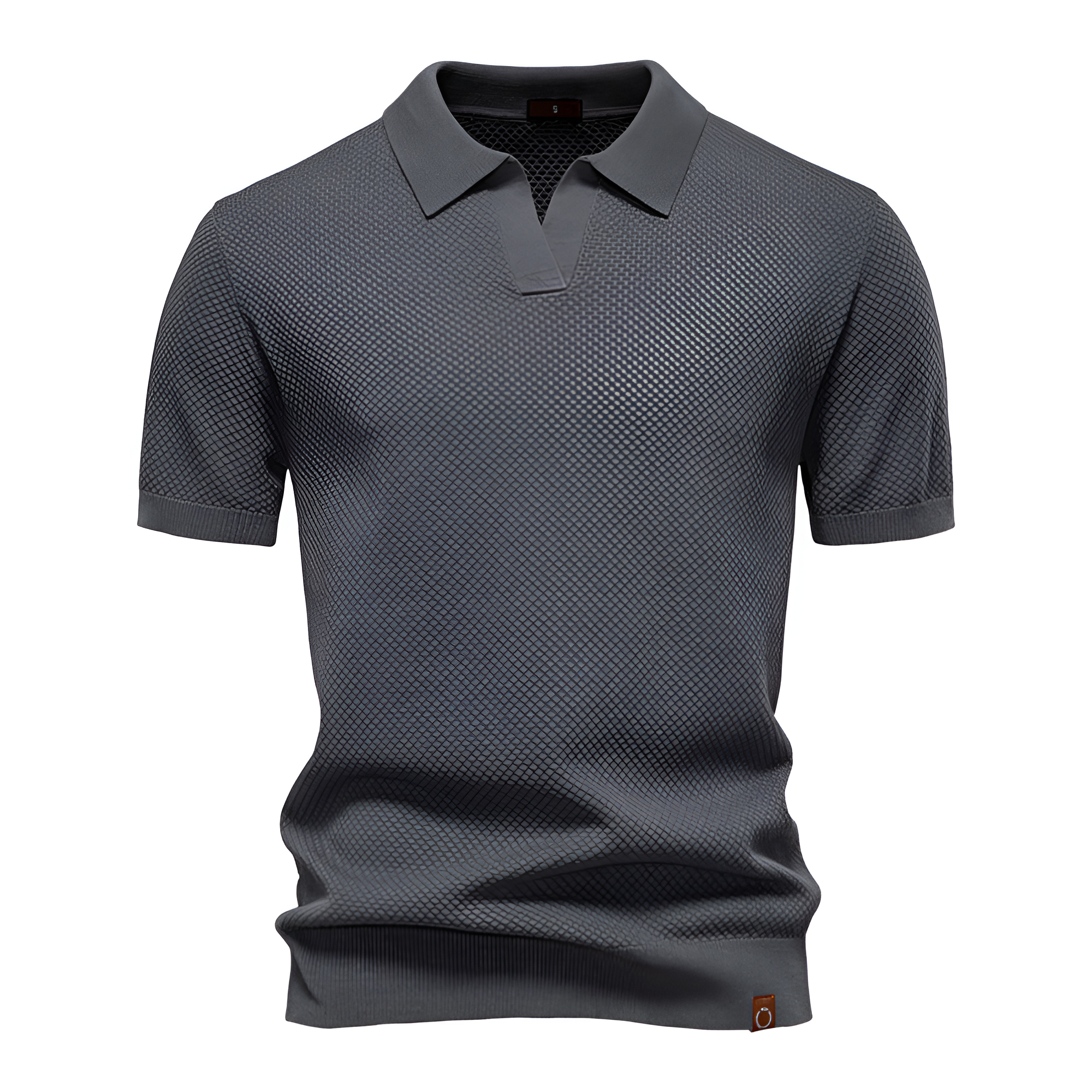 Men's Waffle Knit Notch Neck Polo Shirt - Casual Business