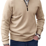 Men’s Knitted Half-Zip Pullover Sweater - Casual Winter Wear