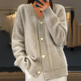 Women's V-Neck Knitted Cardigan Sweater Coat - Casual Outerwear