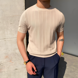 Men's Slim Fit Ribbed Knit Shirt - Casual Smart Wear