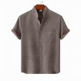 Men's Mandarin Collar Polo Shirt - Casual Outing