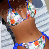 Women's Bikini Set Floral Print Trim - Beach Vacation