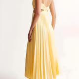 Women's Pleated Cut-Out Midi Dress - Evening Party
