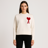 Women's Crew Neck Knit Sweater - Casual Wear