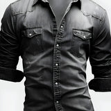 Men’s Distressed Denim Shirt - Summer Wear