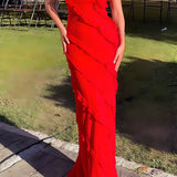 Women’s Ruffled Sleeveless Maxi Dress - Evening Casual Wear