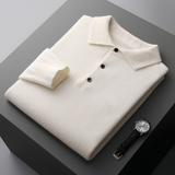 Men's Long Sleeve Knitted Polo Shirt - Casual Wear