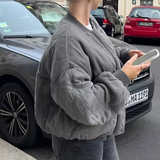 Women's Quilted Bomber Jacket - Casual Streetwear