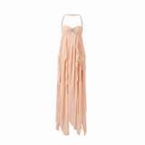 Women's Halter Ruffle Chiffon Maxi Dress - Beach Vacation