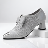 Women's Pointed Toe Block Heel Shoes - Party Wear