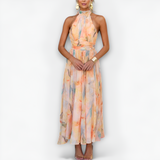 Women's Halter Neck Floral Maxi Dress - Wedding Guest
