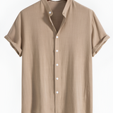 Men's Two Piece Set Short Sleeve Band Collar - Casual Wear