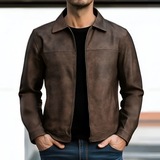 Men's Zip Up Point Collar Jacket - Casual Wear