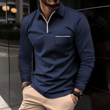 Men's Slim Fit Quarter Zip Polo Shirt - Smart Casual