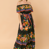 Women's Off-Shoulder Floral Maxi Dress - Festive Summer Wear