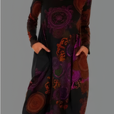 Women's Mandala Print Midi Dress - Casual Wear