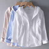 Women's Striped Hooded Long Sleeve Shirt - Casual Outing