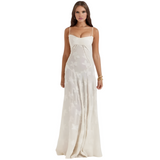 Women's Floral Corset Maxi Dress - Formal Occasion