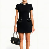 Women’s Pearl Trim Mini Dress - Casual Wear