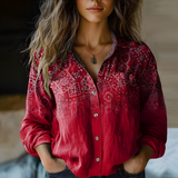 Women's Button Down Shirt Floral Print Long Sleeve - Casual Daily Wear