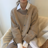 Women's Asymmetric Button Knit Cardigan - Casual Layering