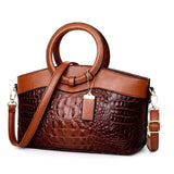 Women's Vintage Leather Handbag - Office Casual Wear