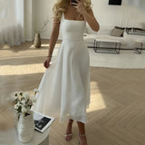 Women's Midi Dress Square Neck Sleeveless - Formal Event