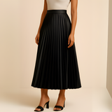 Women's Pleated Skirt High-Waisted A-Line Style - Office Wear