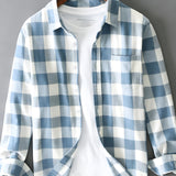 Men's Checked Button Down Shirt - Summer Casual Wear