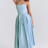 Women's Strapless Pleated Midi Dress - Cocktail Party