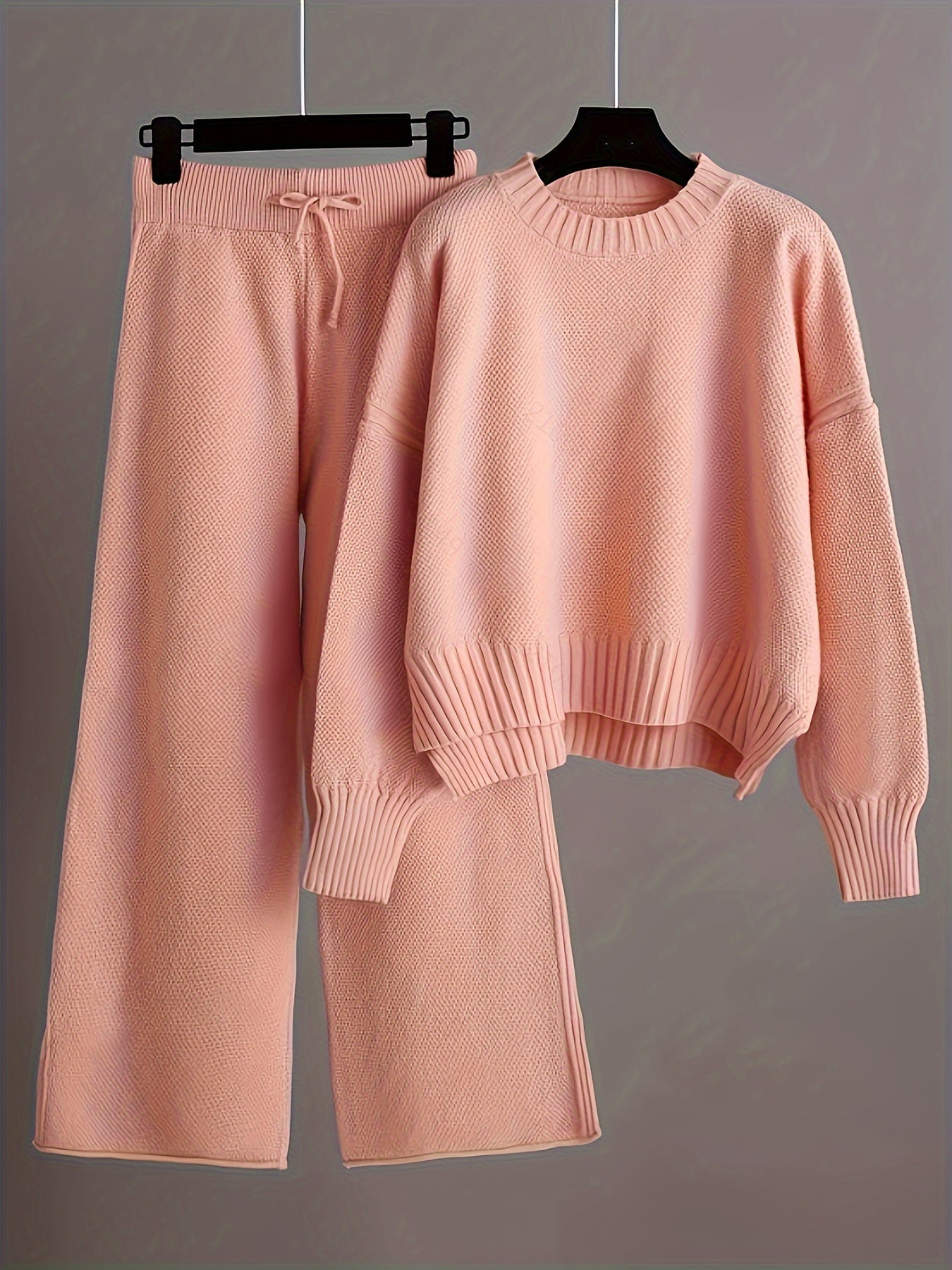 Women's Knit Wide Leg Sweater Set - Casual Loungewear