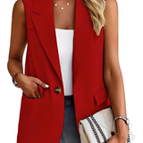 Women's Sleeveless Notch Lapel Blazer - Professional Office Wear