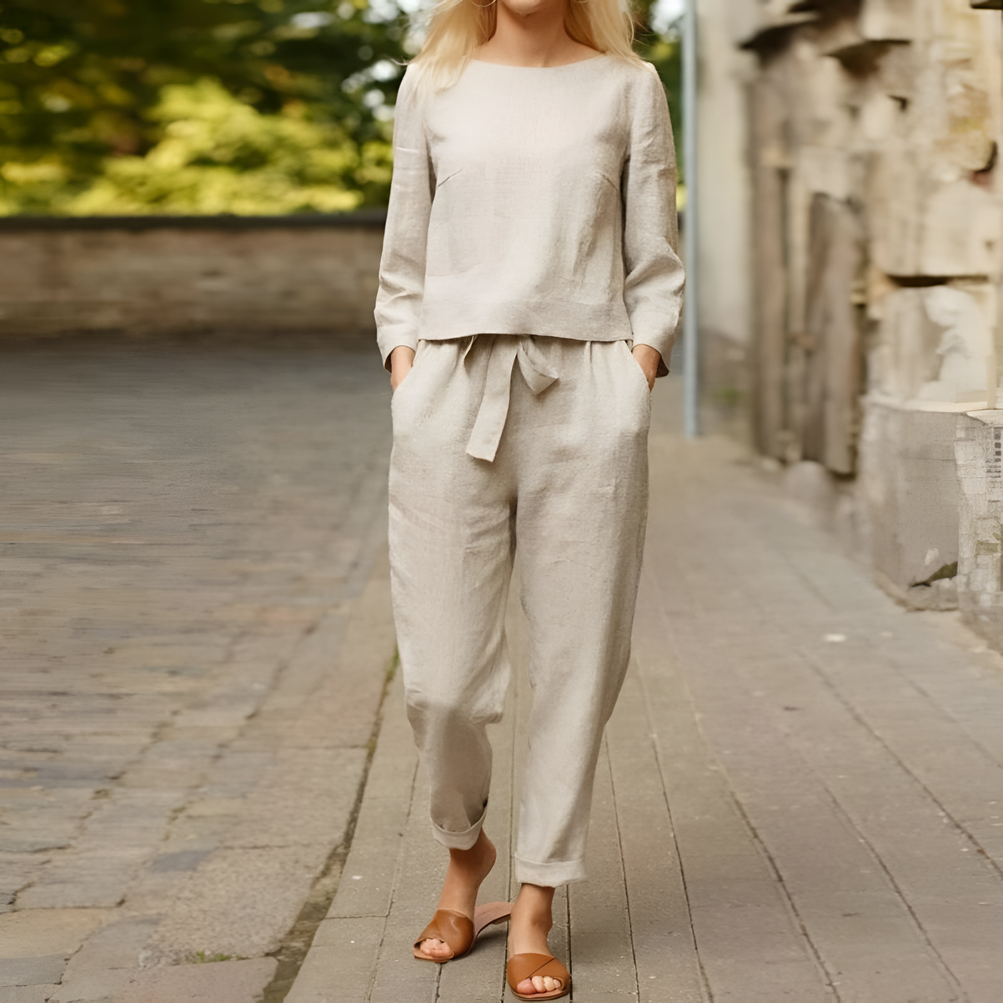 Women's Long Sleeve Two Piece Set - Casual Daily Wear