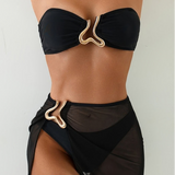 Women's Swimsuit Set Metallic Skirt - Beach Vacation