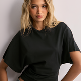 Women's Batwing Sleeve Cinched Waist Tee - Casual Chic