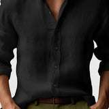 Men’s Long Sleeve Button Down Shirt -Summer Casual Wear