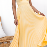 Women's V-Neck Pleated Backless Maxi Dress - Party Wear