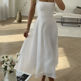 Women's Square Neck Strappy Midi Dress - Cocktail Party