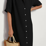 Women’s Button Front Shirt Dress - Casual Summer Midi