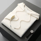 Men's Knit Hoodie Drawstring Ribbed Trim - Casual Loungewear